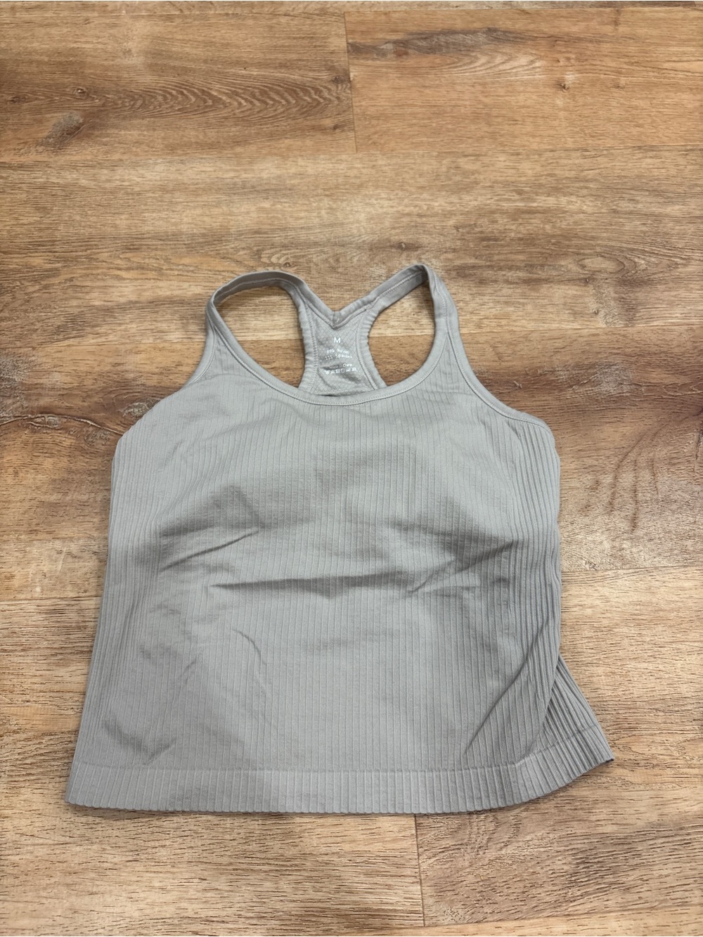 Amazon Ribbed Racerback Crop Tank Top - Light Gray